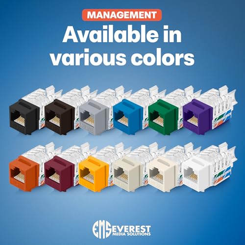 Everest 45° Angled RJ45 Cat6A Keystone Jacks 50-Pack in Yellow - Slim Profile Female RJ45 Connectors - Cat 6A Keystone Jack - Compatible with 45° Angled Speed Termination Tool - 45Term (B0BL3GS7ZY) by Everest Media Solutions - Image 9