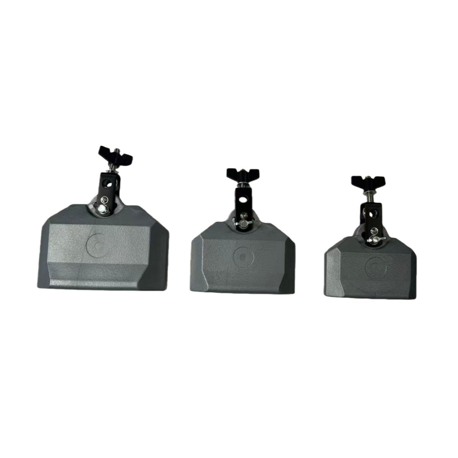 Juego de 3 Cencerros con Clip para Tambores, Soporte para Instrumentos de Percusión Latina, Hecho de Metal Resistente para Bateristas, Ideal, Gris