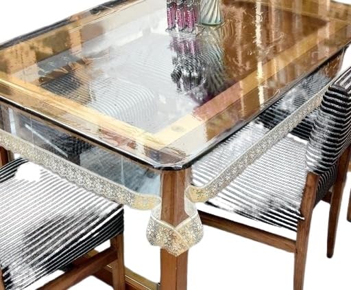 6-Seater Dining Table Cover – Transparent PVC with Golden Edge, Table Cover_03_Golden-image-40