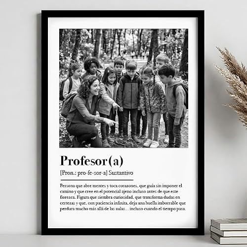 Imagen de Transparent Gift Póster Blanco y Negro Personalizado para Profesores