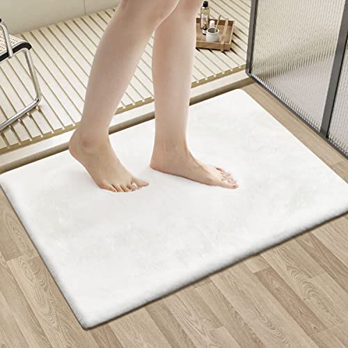 Fixseed Small Rugs White Fluffy Faux Rabbit Fur Rug 2 X 3 For Bedroom Bathroom, Machine Washable Modern Area Rugs Non Slip Entry Way Rug For Chair Living Room Bath Rug #TOP3