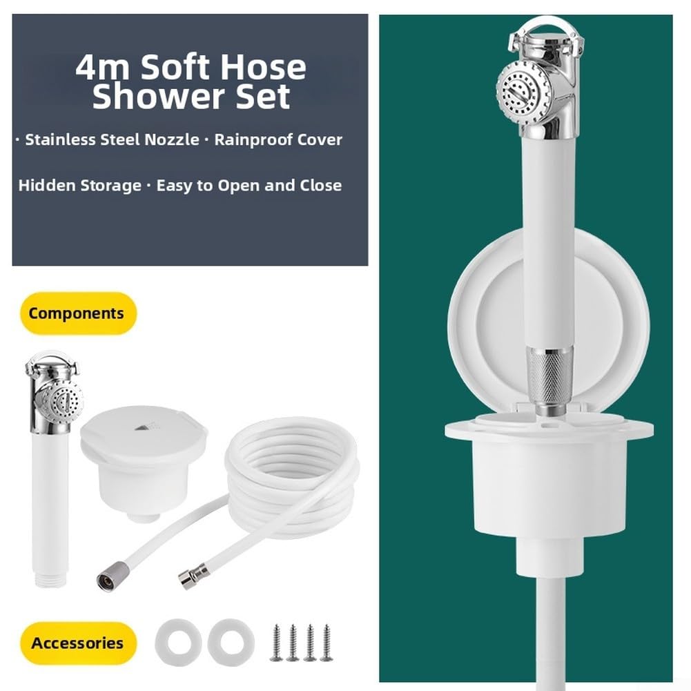 Kit de alcachofa de ducha para yate retráctil con manguera de acero inoxidable de 2,5 m (4 m)