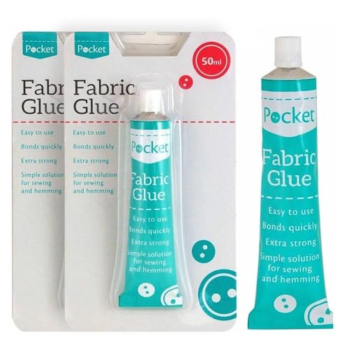 50ml Extra Strong Quick Bond Fabric Glue, Machine Washable, Dry Cleanable Textile Clothing Hemming NO SEW Adhesive, Great for DIY Craft Projects Permanent Bond for Clothing Repairs and Alterations (2)