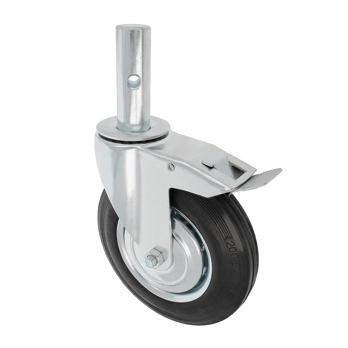 Amig - Ruota da Andamio Femmina con Freno - Ø200 mm - Nucleo Metallico e Banda in Gomma - Cuscinetti a Rulli - Supporta 200 kg - Ideale per Andamio e Pavimenti Interni/Esterni - Ruote Girevoli