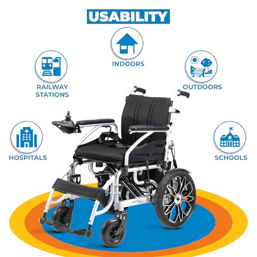Image of Ostrich Mobility Rocky 250 Foldable Electric Wheelchair for Adults & Seniors - Compact, Portable, 120kg Capacity, 6kmph Speed, Safety Brakes, Comfortable Cushion, Durable Steel Frame Power Chair