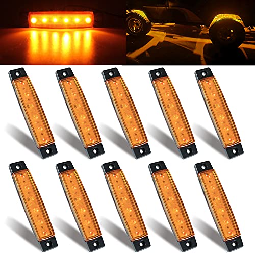 MUSTACT 10 Pezzi Luci di posizione laterali indicatori per rimorchio,24V luce LED rock sottoscocca auto neon decorazione Illuminazione universali impermeabile, camion, bus (giallo)