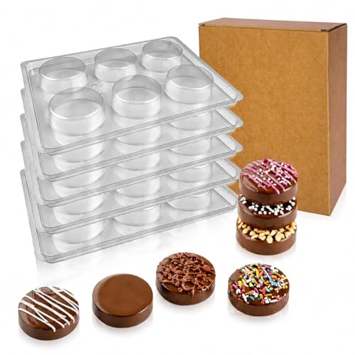 5Pcs Food-Grade Plastic Chocolate Covered Mold,Sturdy Paper Box Packaging,Reusable Candy Molds for...