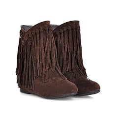Womens Suede Tassel Fringe Moccasin Boots Mid Calf boot Shoes
