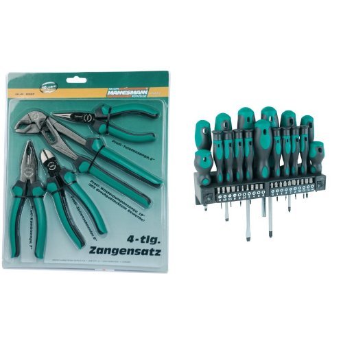 Mannesmann - M10997 - Juego de alicates de 4 piezas. + M11415 - 37 piezas Destornillador + juego de puntas