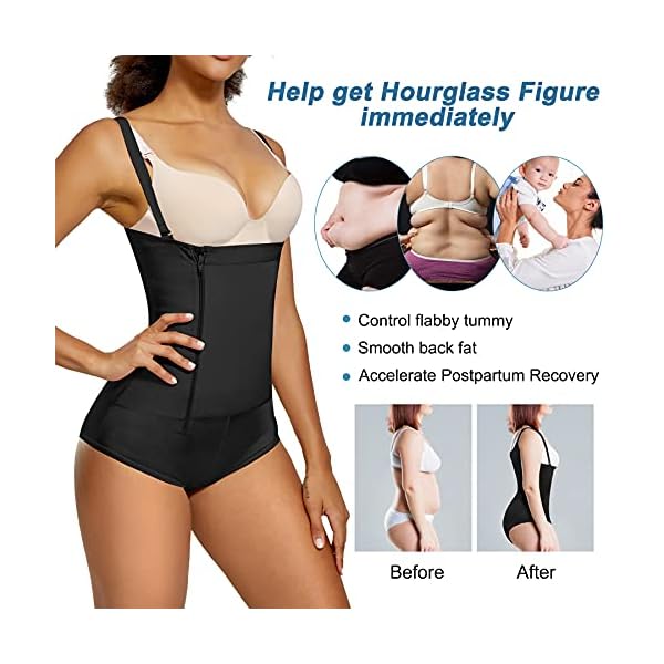 RDSIANE-womens-shapewear-bodysuit-Latex-Waist-Trainer-Full-Body-Shaper-Zipper-Tummy-Control-Corset-Stomach-Body-Girdles RDSIANE Shapewear Bodysuit for Women Latex Waist Trainer Full Body Shaper Zipper Tummy Control Corset Stomach Body Slimming Girdles (Black, Medium)