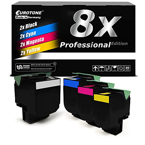 Toner compatible Lexmark CS317 DN Eurotone XLPlus (Lot de 8 cartouches)