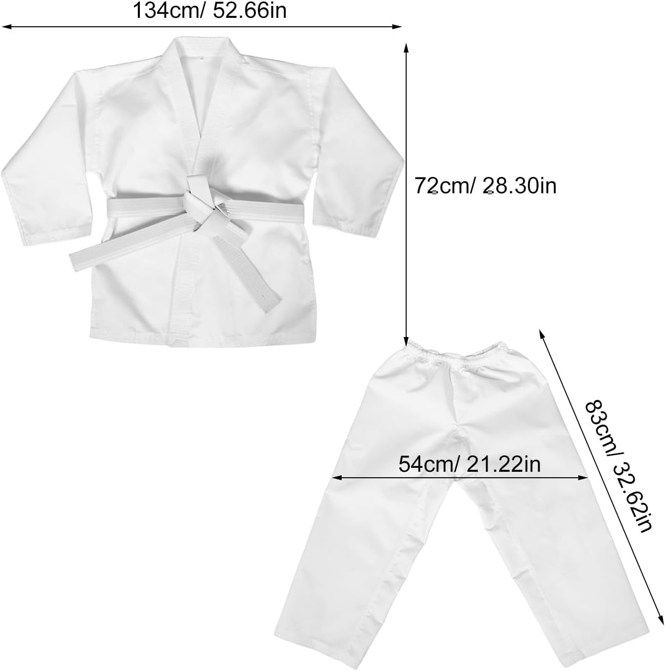 Uonlytech Karate Uniform Set for Adults and White Thickened Student Training Suit with Belt Martial Arts Costume Suitable for Karate and Taekwondo Practice M Size