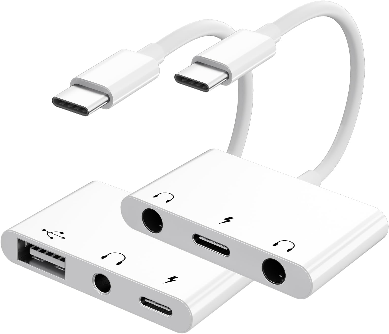 USB C to 3.5mm Audio Adapter, 3 in 1 Aux to USB C Headphone Splitter and 3 in 1 USB C to USB Adapter with 3.5mm Headphone Audio Jack and Fast Charging Port, USB-C Splitter
