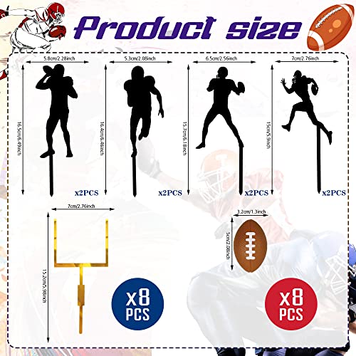 24 Pcs Football Cake Decorations 8 Pcs Cake Goal Post Topper 8 Pcs Mini Football 8 Pcs Acrylic Rugby Ball Player Cake Toppers For Football Themed Birthday Party Favors Game Day Party Supplies #TOP1