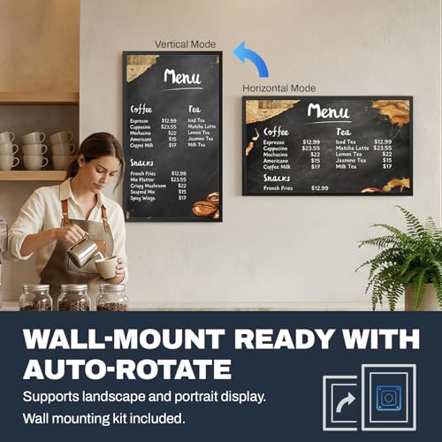 Image of 32 inch Large Digital Picture Frame, 64GB, Anti-Glare Non-Touch, WiFi Wall-Mount Frame for Home /Business, 1920x1080 FHD, Share via App, Email, USB & Micro SD, Remote Included, Black