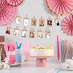 simarro 1st Birthday Party Photo Banner, Newborn to 12 Months Photo Garland Display For Baby Boy Girl Party Decoration Supplies Monthly Milestones First Birthday Picture Banner - Image 5