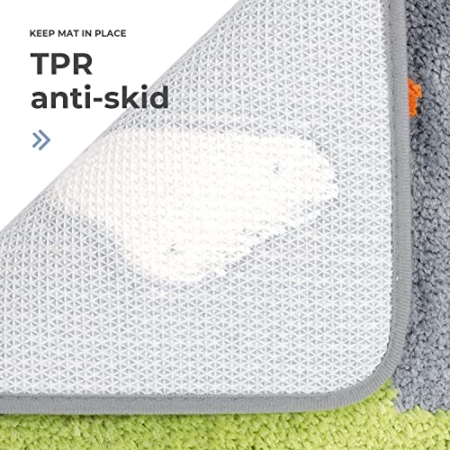 Molesun Bathroom Rug Non Slip, Bath Mat Soft Shower Rug Plush Microfiber Water Absorbent Thick Shaggy Floor Mats, Machine Washable, 15.7" X 23.6", Dinosaur #TOP5
