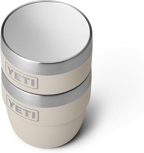 Vista 103 de YETI Rambler - Vaso apilable de acero inoxidable con aislamiento al vacío, vaso para expreso/café, capacidad de 4 onzas, paquete de 2 unidades Blanco