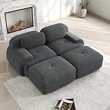 Bladez Sofá Cama Moderno de Pana Modular con Taburete Otomano, 2 Plazas+2)