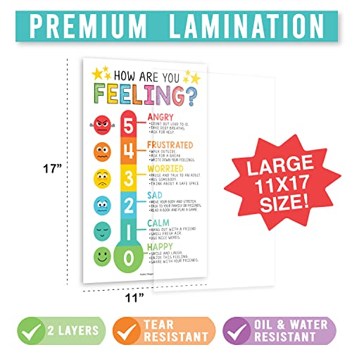 Hadley Designs Calming Corner Posters for Classroom Decor -8 Calm Down Corner Supplies Classroom Must Haves, 11x17 Feelings Emotions Chart for Kids, Rainbow Mental Health Posters for School Counselors - Image 2