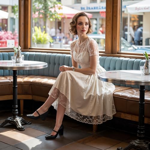 Women's Mary Jane Heels Square Toe Chunky High Block Pumps Mary Jane Closed Toe Heels Comfort for Work Dress Wedding Shoes4