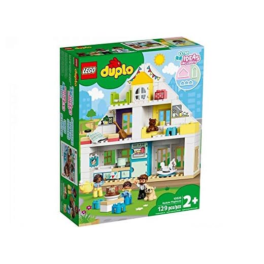 LEGO DUPLO Town Modular Playhouse 10929 Dollhouse with Furniture and a Family, Great Educational Toy for Toddlers (130 Pieces), Multicolor