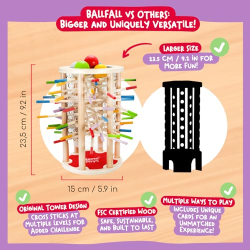 Nene Toys BALLFALL Jumbo – Montessori Wooden Board Game for Kids 3 4 5 6 Years – Colorful Sticks, Dice & Cards – Fine Motor Skills Toy, Math & Counting Game – Educational Gift for Boys Girls Ages 3-9 — view 6