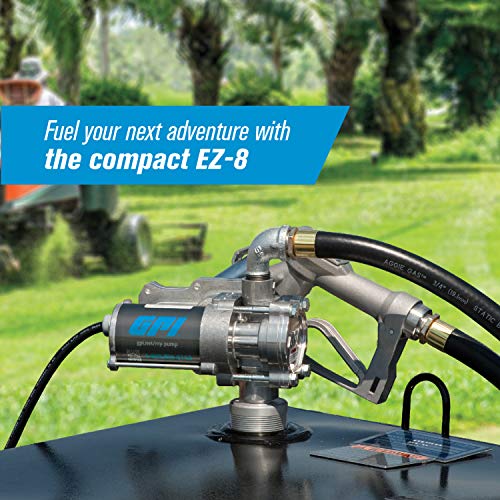 GPI EZ8 12v Fuel Transfer Pump, Manual ShutOff Nozzle, 8 GPM Fuel