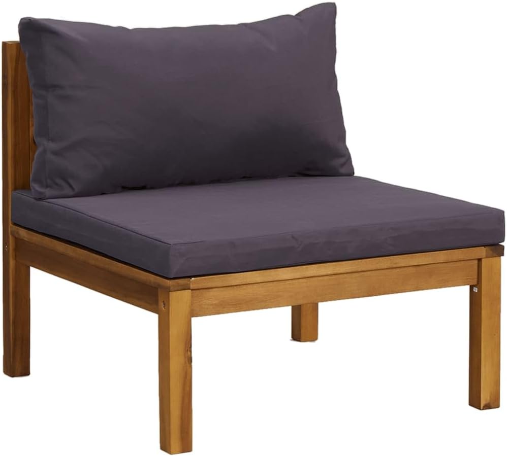 3 Piece Patio Lounge Set with Dark Gray Cushions Acacia Wood, Patio Sofas, Sectional Sofa Units