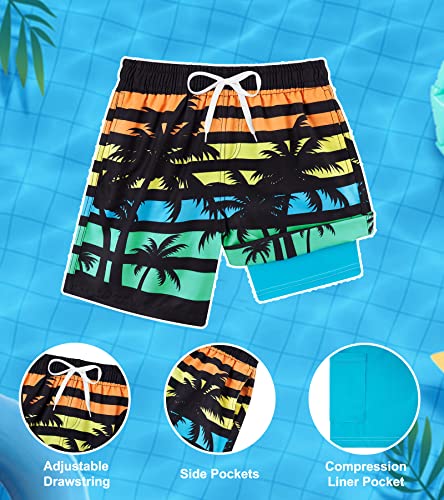 Belovecol Boys Bright Print Swim Trunks Size 10-12 Anti-Chafe Compression Liner Swimming Trunks Tropical Rainforest Board Shorts Quick Dry Swim Shorts #TOP3