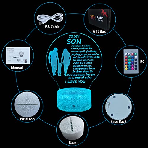 Zjcho Son Gifts From Dad Mom, Engraved Night Light Gifts For Son, Romantic Anniversary Birthday Gifts For Son From Parents, Personalized Son Bedside Light Gifts For Engagement Wedding #TOP3