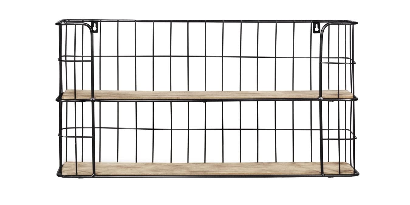 LIFA LIVING Wall Shelf 2 Tiers, Floating Shelf in MDF Wood and Black