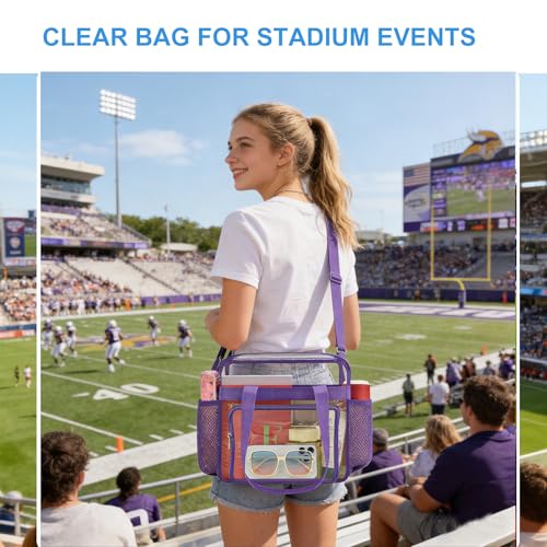 Image of Busiuw Clear Bag for Stadium Events, Stadium Approved 12x12x6 Clear Tote Bag for Sport Fan, Work Concert Travel