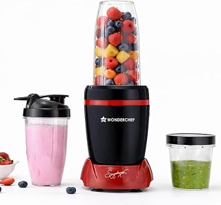 Wonderchef Nutri-Blend Turbo 750W Mixer Grinder Blender Smoothie Maker, 22000 RPM, 3 Jars, Stainless-Steel Blades, Sipper ... Price In India