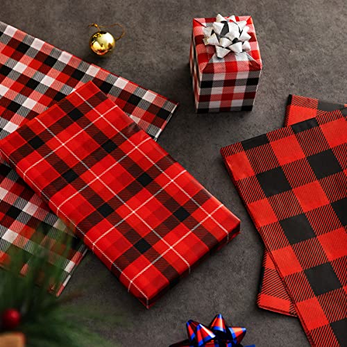 Joyin 150 Sheets Christmas Red Black Buffalo Plaid Tissue Paper Assorted Design, Holiday Gift Wrap Paper, Accessory For Gift Boxes, Gift Wrapping Bags And Wine Bottles Decoration #TOP5