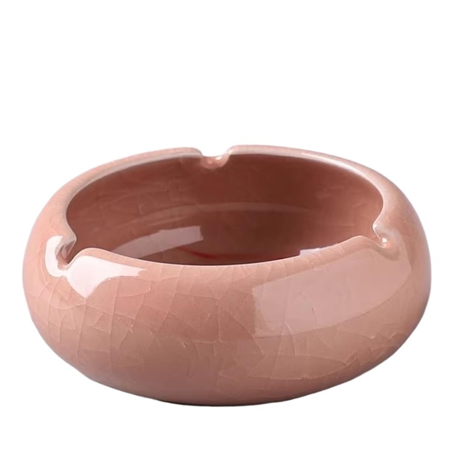 Indoor Decorative Ceramic Solid Color Circular Home Living Room Office Hotel Simple Ashtray for Desktop(Pink)