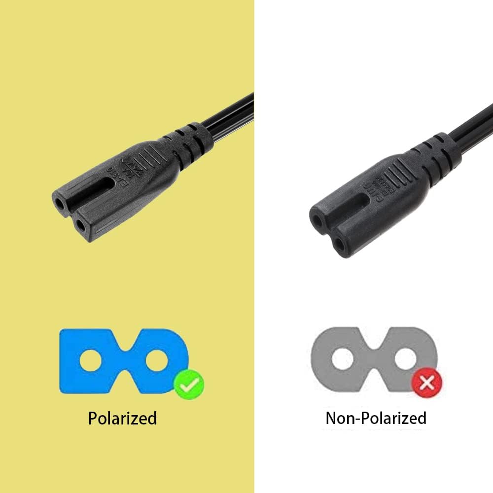 VSEER 2 Prong 90 Degree Angled 18AWG Power Cord - NEMA 1-15P to IEC320 C7 Figure 8 Connector AC 2-Slot Polarized Power Supply Cable Wire Plug (3 Feet)