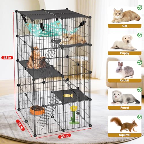image for VISCOO Cat Cage, 4-Tier DIY Cat Enclosures Catio, Cat Playpen Indoor &