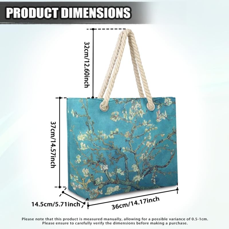 Tote Bag for Women Large Zipper Hobo Totes, Monet Art Canvas Travel Handbag Satchel Work Purses4