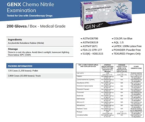 Gen-X Nitrile Examination Glove powder free, finger textured, Medium, 100 gloves per box