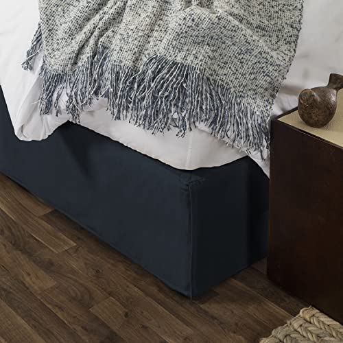 Tailored Velvet Bed Skirt With Split Corner 18 Inch Drop-Twin Xl , Navy Modern Dust Ruffle, High-End #TOP5