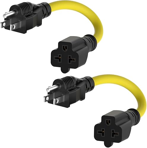 Vista 8 de Cable adaptador de clavija de CA para el hogar de 1 pie de 15 amperios a hoja T de 20 amperios, 12AWG Nema 5-15P a 5-20R, 5-15P a 6-15R/20R 20 Amp a