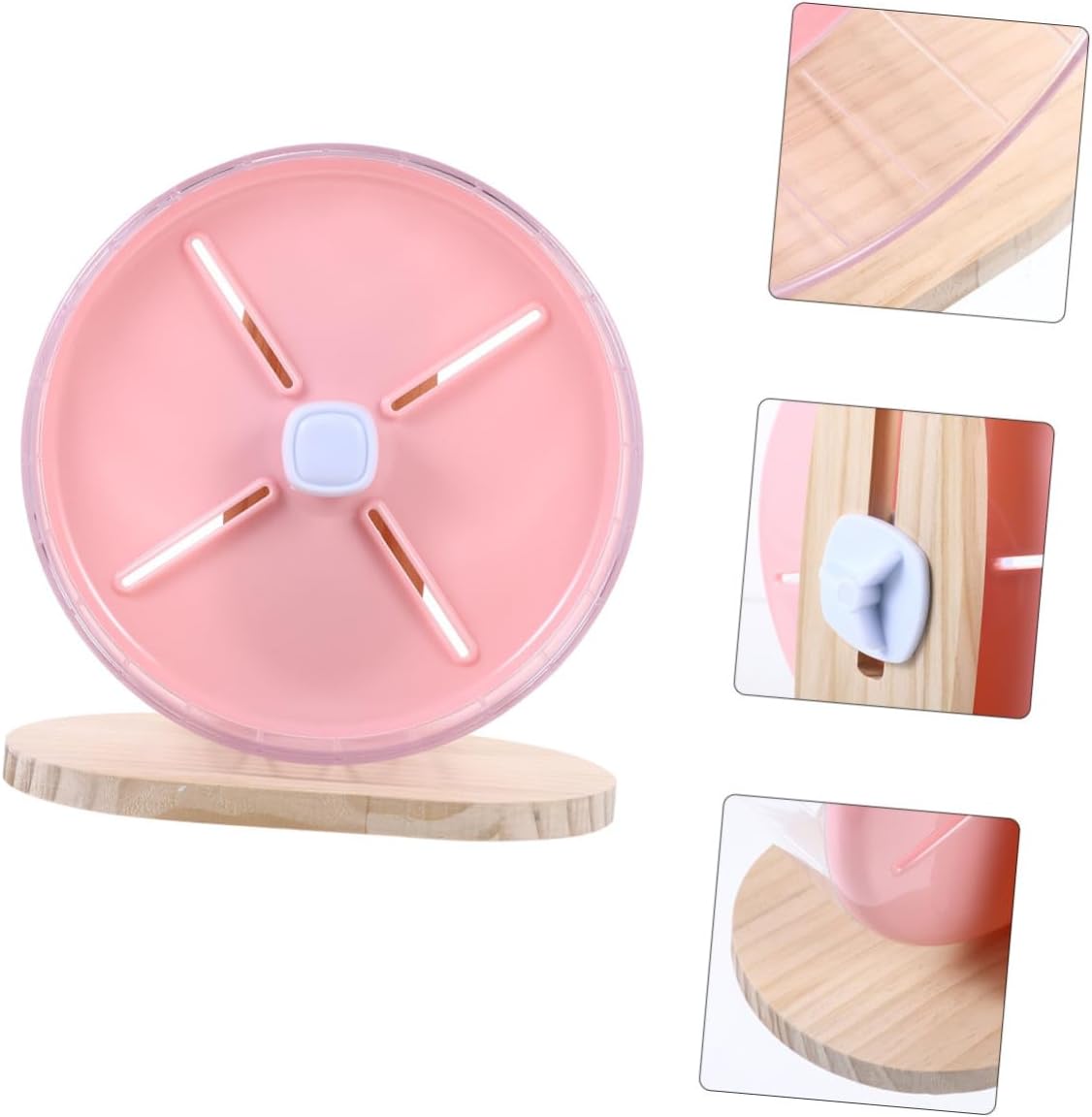Sosoport Silent Hamster Wheel with Wooden Stand, 20cm Quiet Running Exercise Wheel for Small Animals, Household Rat and Chinchilla Cage Accessory
