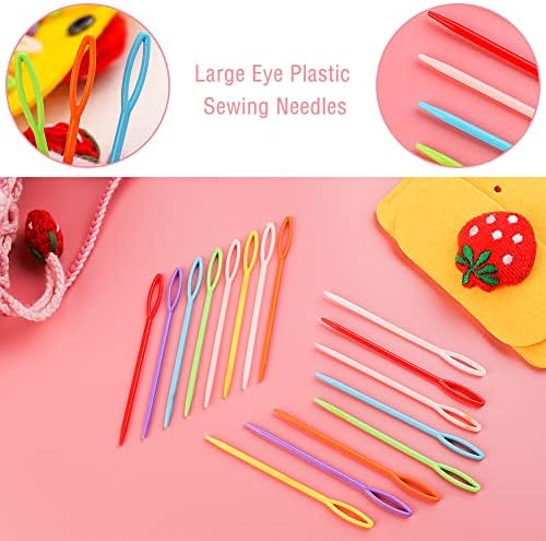100 pcs Large-Eye Plastic Sewing Needles, 7cm Plastic Weaving Needles, Colorful Yarn Sewing Needle with Storage Bag, Plastic Lacing Needles for Crochet Darning Sewing Handmade Crafts(Random Color)