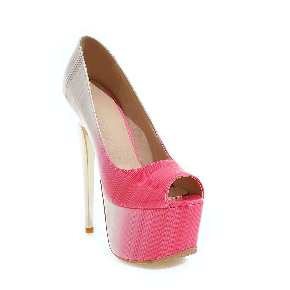 Patent Leather Women's Sexy Stiletto Super High Heels Peep