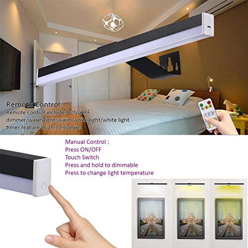 Mioblue Rechargeable Picture Light, 22 Inch Painting Light Art Light With Remote, Wireless Display Lamp Full Metal With 60Leds,3 Modes,Dimmable Timmer Accent Light For Dartboard Picture Gallery Frame #TOP1