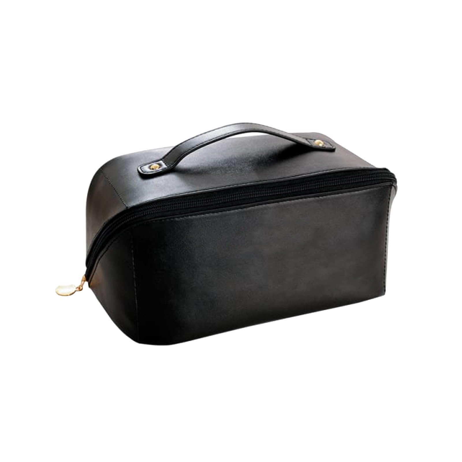 Large-Capacity Travel Cosmetic Bag | Leather Makeup Bag | Waterproof Portable Cosmetic Bag | Multifunctional Storage Makeup Bag | Travel Cosmetic Bag (BLACK)