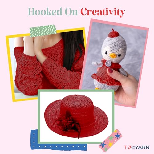 Image of Yarn for Crocheting & Knitting - 2 Skeins (2x383 Yds) (105106 - Red) - 100% Microfiber Acrylic for Craft Projects