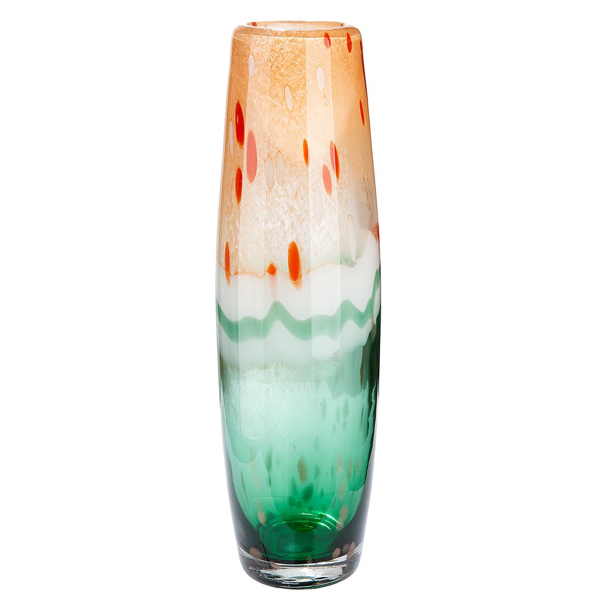 Glass Art Vase, Watermelon, Green, Orange, Glass, Waterproof, Height 40 cm, Flower Vase