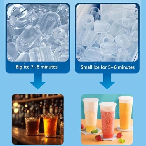 Fabricadora de hielo portátil, dispensador eléctrico de cubos de hielo con función de autolimpieza, cuchara y canasta para hielo, para hogar, oficina, bar y restaurante; máquina de hielo de mostrador con pantalla LED miniatura 4
